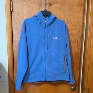 The North Face women’s Blue Hooded windfall Fleece size xl